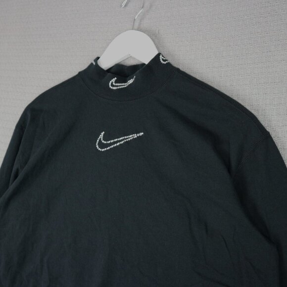 Nike Embellished Rhinestone Mock Neck Cropped Longsleeve Womens Medium - Picture 5 of 8